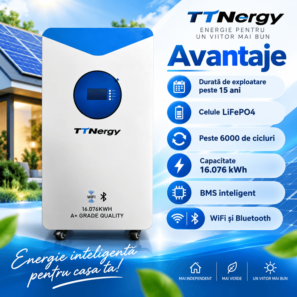 11 Батарея TTNergy LiFePO4 16 кВт·ч 51.2V 314Ah CAN/RS485 Wi-Fi/BIuetooth — изображение 1