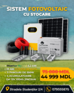 Sistem Fotovoltaic Off-Grid 6.2 kW + Panouri Fotovoltaice 6.05 kW + Baterii Gel 4.8 kWh(Preț la DEPOZIT, fără servicii)